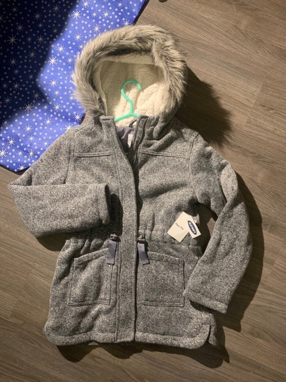 OLD NAVY Girls Winter Coat, NEW WITH TAGS, Heather Gray, Cinchable, L(age 10-12)